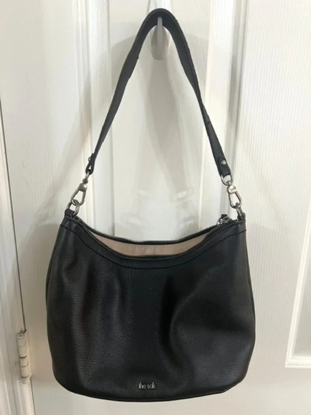 The Sak Jasmine Pebbled Black Leather Hobo Bag